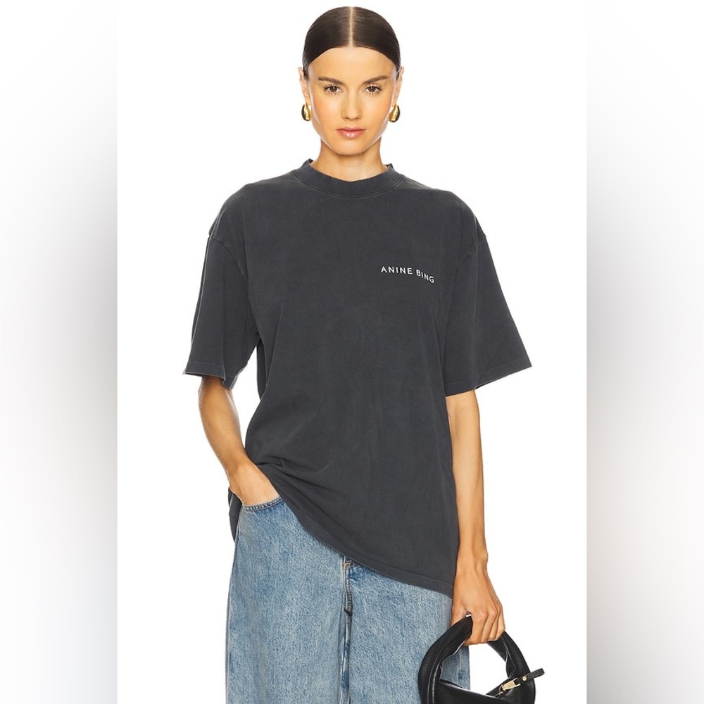 Anine Bing Kent Tee Twisted Snake Tshirt In Washed Grey Cotton Vintage Small NWT